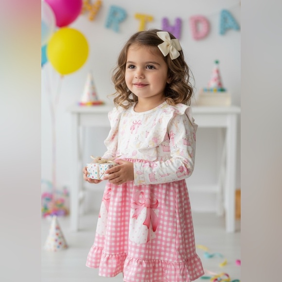 Marie Nicole Other - Marie Nicole Birthday Dress Girls XS Pink Gingham Cupcake 4-5 NWT
